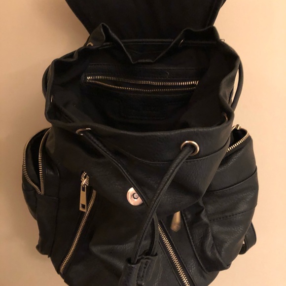 Black Faux Leather Mini Backpack - Picture 3 of 5